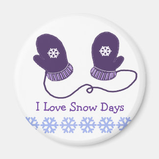 Purple Mittens with Snow Saying Magnet