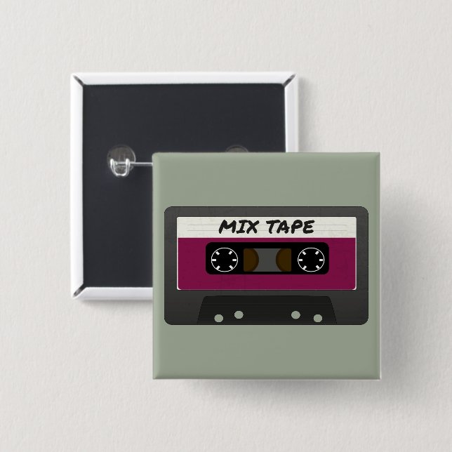 Purple Mix Tape - 80s And 90s Retro Inspired Gift 2 Inch Square Button (Front & Back)