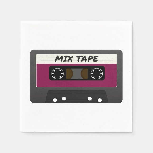 Purple Mix Tape - 80s And 90s Retro Inspired Gift Napkin (Front)