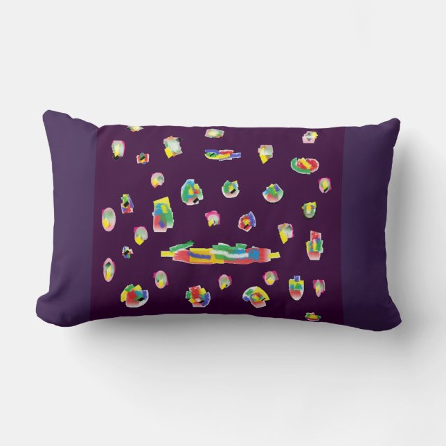 purple mixed colours patterned quality designed lumbar pillow (Front)