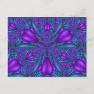 Purple Mixed Fractal Flower Postcard