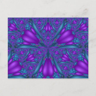 Purple Mixed Fractal Flower Postcard