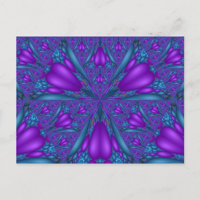 Purple Mixed Fractal Flower Postcard (Front)