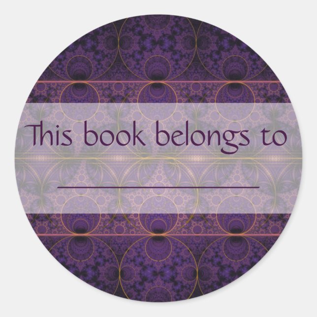 Purple Mobius Dragon Fractal Art Classic Round Sticker (Front)