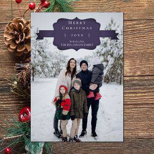 Purple Modern and Simple Christmas Photo Card