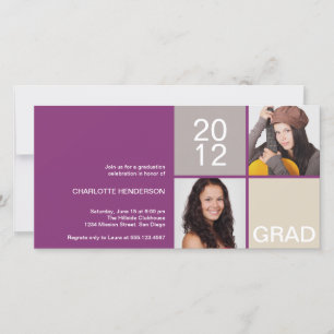 Purple modern block class of grad announcement