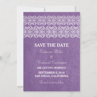 Purple Modern Bohemian Save the Date Invite