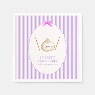 Purple Modern Bow Asian Dumpling Baby Shower Napkin
