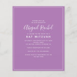 Purple Modern Budget Bat Mitzvah Invitation<br><div class="desc">A simple modern design **PLEASE READ BEFORE PURCHASING** Our Petite range of budget stationery measures 4.5" x 5.6" and fits inside an A6 envelope, which are available in all sorts of colours at your local stationery store or you can add white ones to your order before you checkout. The cardstock...</div>