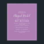 Purple Modern Budget Bat Mitzvah Invitation<br><div class="desc">A simple modern design **PLEASE READ BEFORE PURCHASING** Our Petite range of budget stationery measures 4.5" x 5.6" and fits inside an A6 envelope, which are available in all sorts of colours at your local stationery store or you can add white ones to your order before you checkout. The cardstock...</div>