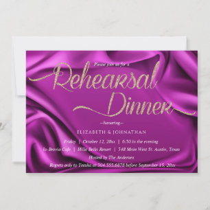 Purple Modern Calligraphy Minimal Rehearsal Dinner Invitation