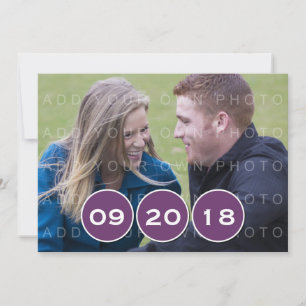 Purple Modern Circles Photo Save the Date Invite