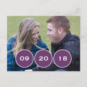 Purple Modern Circles Photo Save the Date Postcard