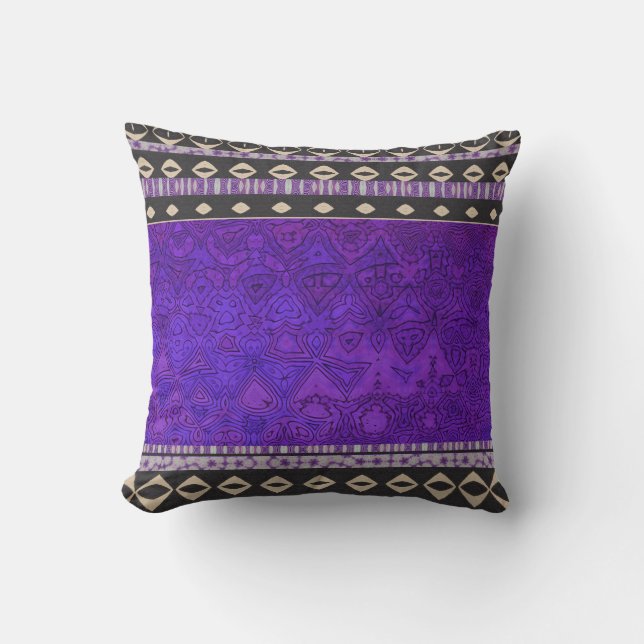 Purple modern colourful pattern boho throw pillow (Front)