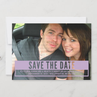 Purple Modern Cut Out Save the Date Invite