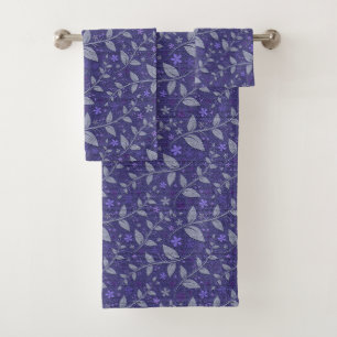 Purple Modern Elegant Popular Floral Bath Towel Set