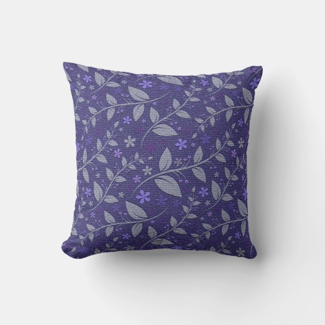 Purple Modern Elegant Popular Floral Throw Pillow (Front)