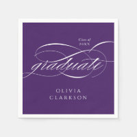 Purple Modern Elegant Script Graduation Party