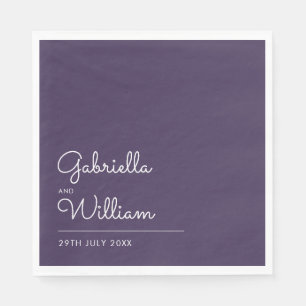 Purple Modern Elegant Script Minimalist Napkin