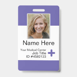 Purple Modern Employee Badge Template Nurse ID 