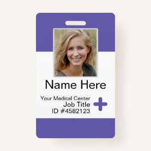 Purple Modern Employee Badge Template Nurse ID 