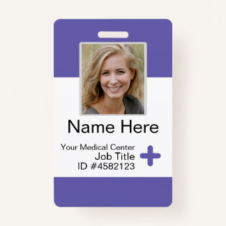Purple Modern Employee Badge Template Nurse ID
