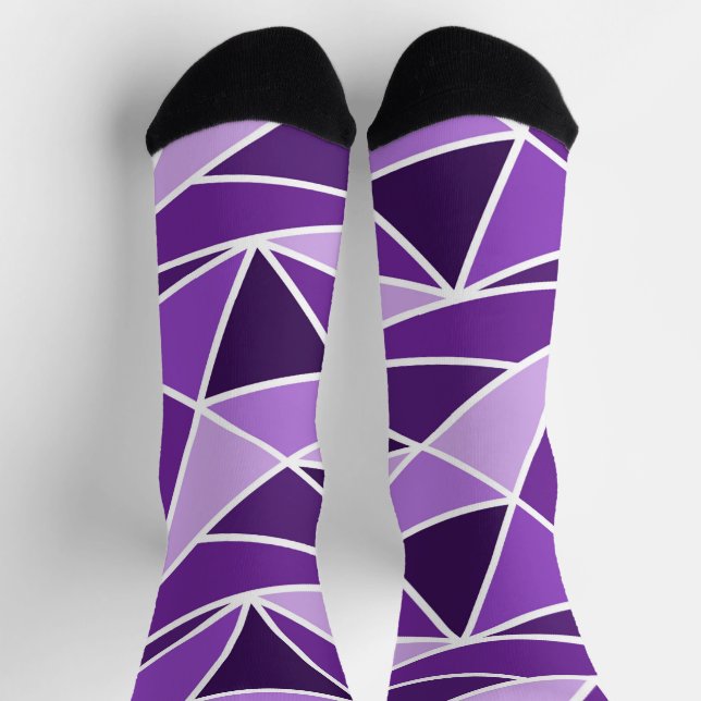 Purple Modern Geometric Triangles Unisex Socks (Top)