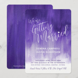 Purple modern graded art wedding invites