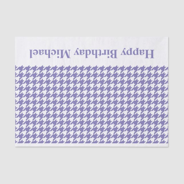 Purple Modern Houndstooth w/custom message Tissue Paper (Front)