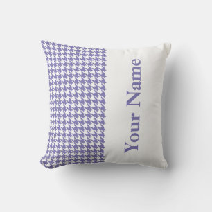 Purple Modern Houndstooth with Name Throw Pillow