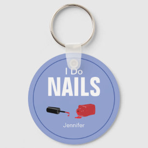 Purple Modern I Do Nails Nail Technician Keychain