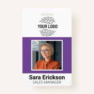 Purple Modern ID Card Business Employee Badge