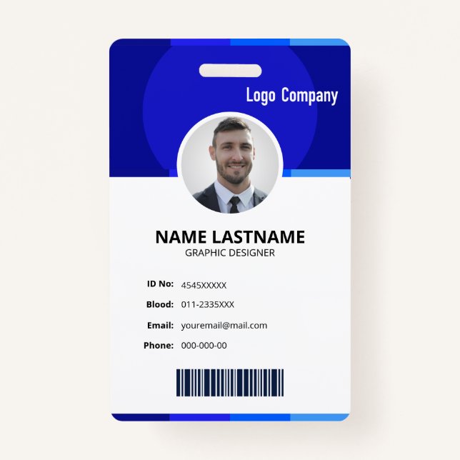 Purple Modern ID Identification Card Photo Badge (Front)