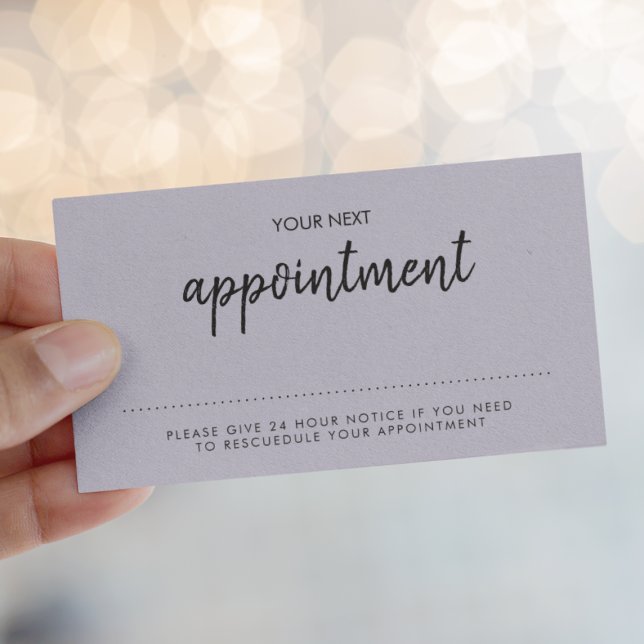 Purple Modern | Lilac Lavender Minimalist Reminder Appointment Card (A stylish professional reminder card perfect for salons, wellness spas, and beauty studios)