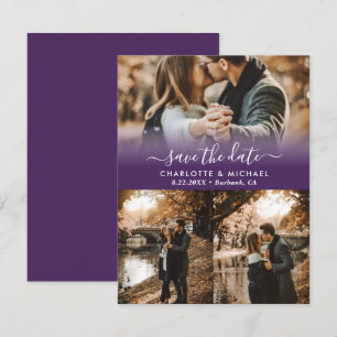 Purple Modern Mariage Photo Enregistrer Les Cartes