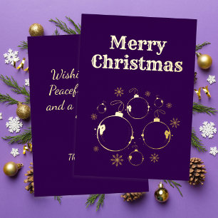 Purple Modern Merry Christmas Bold Gold  Foil Holiday Card