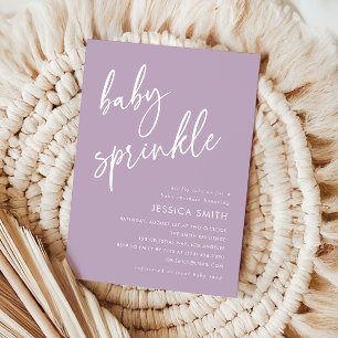 Purple Modern Minimal Baby Sprinkle Invitation