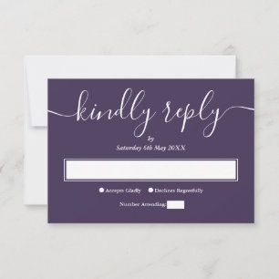 Purple Modern Minimalist Elegant Script RSVP Card