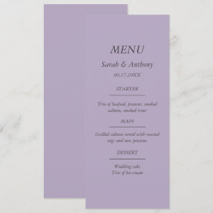 Purple Modern Minimalist Simple Wedding Food Menu