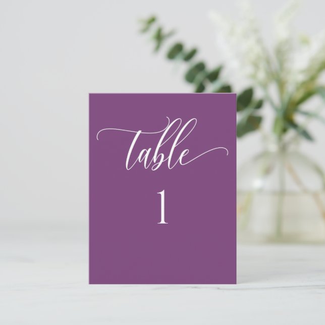 Purple Modern Minimalist Table Number (Standing Front)