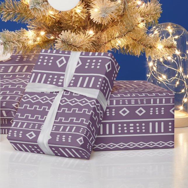Purple Modern Mudcloth Wrapping Paper (Holidays)