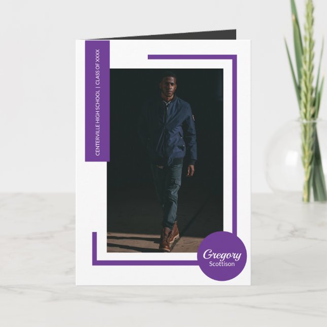 Purple Modern Photo Graduation Invitation (Devant)