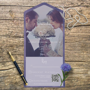 Purple Modern Photo QR Code All In One Invitation