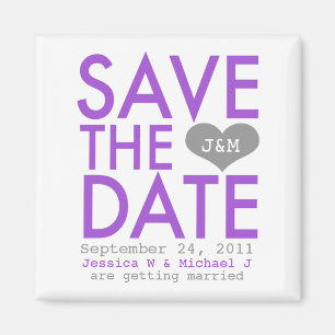Purple Modern Save the Date Magnet