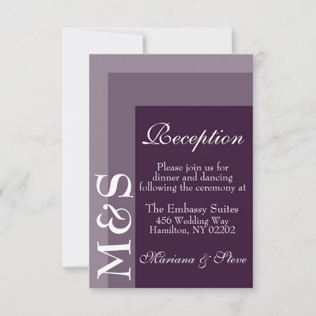 Purple Modern Script Wedding Card (Front)
