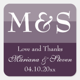 Purple Modern Script Wedding Square Sticker