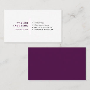 Purple Modern Serif Typography Minimalist Business Card