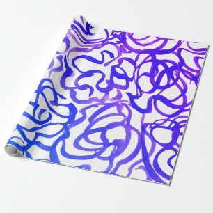 Purple Modern Swirls Abstract Watercolor Design    Wrapping Paper