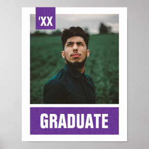 Purple Modern Textured Photo Graduation Poster