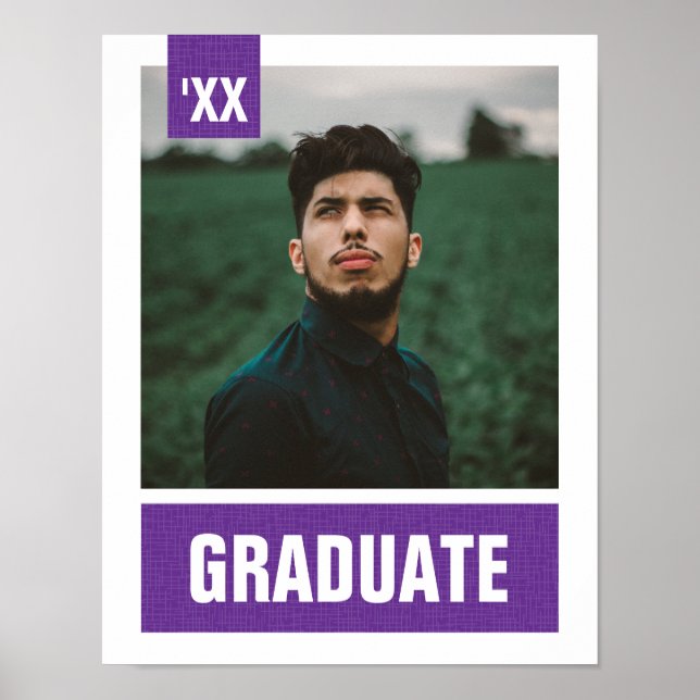 Purple Modern Textured Photo Graduation Poster (Front)